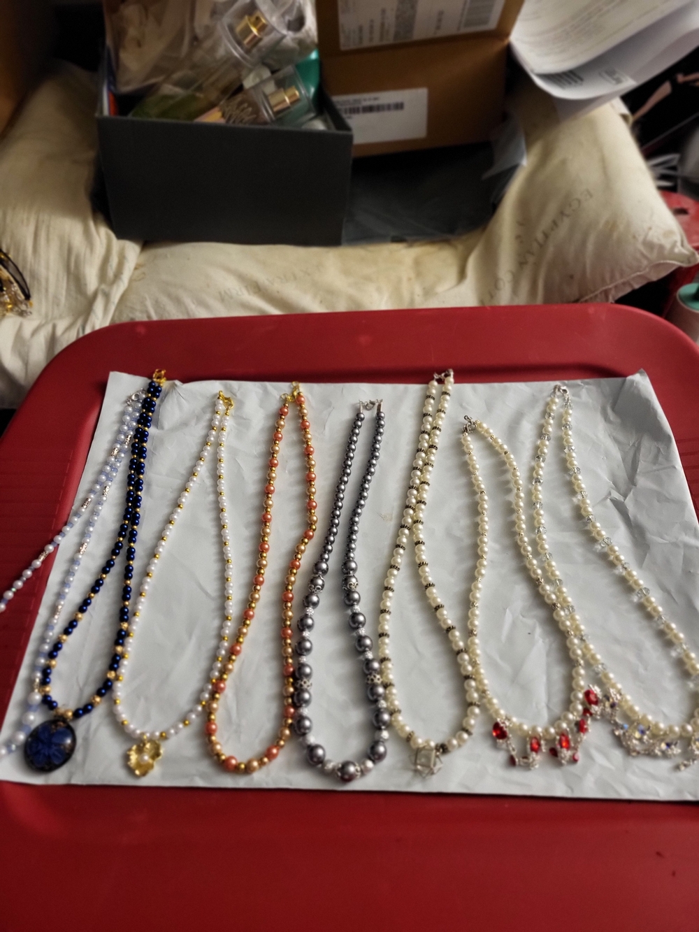 8ct Assorted Beaded Necklaces 20in To 24in Long